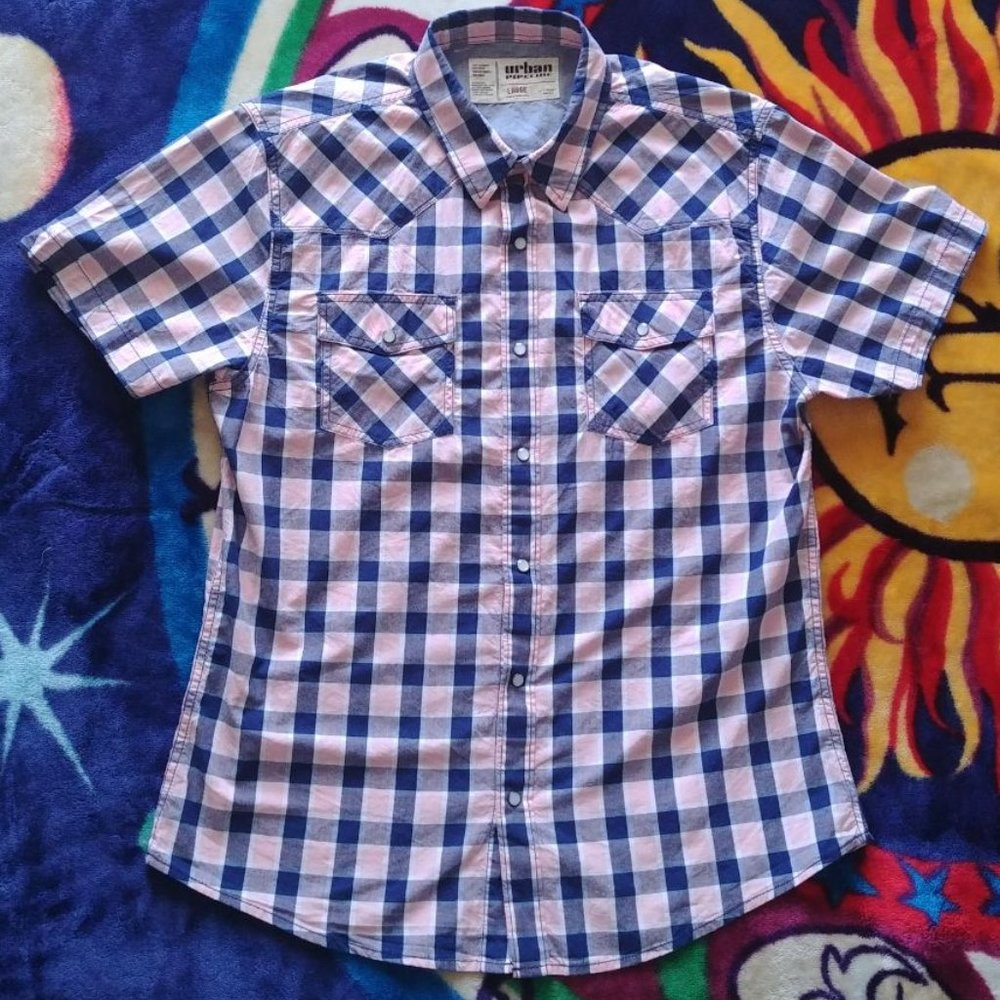 Urban Pipeline Large Navy/Pink Check Short Snaps